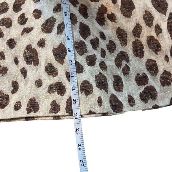 100% Linen Pencil Skirt Cheetah Animal Print Leopard Gold Metallic Thread Sz 8 - Picture 10 of 10